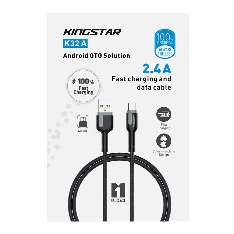 کابل تبدیل USB به microUSB کینگ استار مدل K32A طول 1 متر