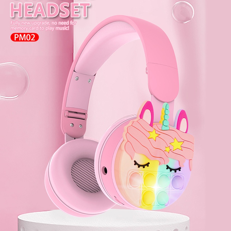 هدفون بلوتوث رنگین کمانی طرح اسب تک شاخ مدل P365