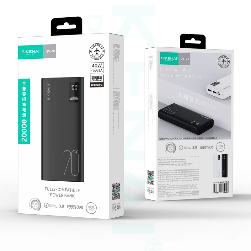 پاوربانک سیکنای مدل QSK 20 ظرفیت 20000 میلی آمپر ساعت