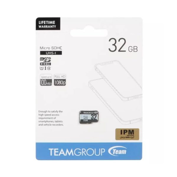 کارت حافظه MicroSDHC تیم گروپ Class 10 U1 100MB/S ظرفیت 32 گیگابایت