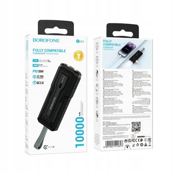 پاوربانک چراغ قوه دار بروفون مدل Borofone BJ54 ظرفیت 10000 میلیآمپرساعت