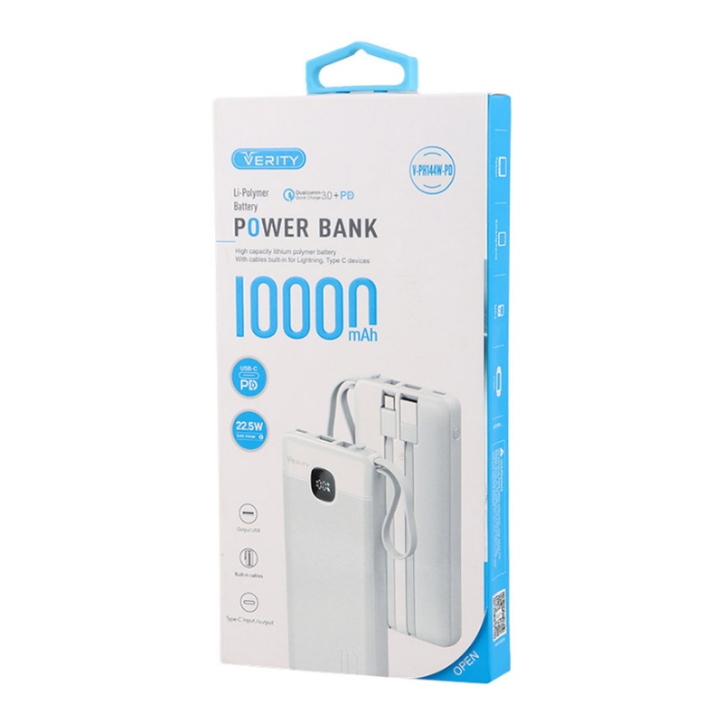 پاوربانک وریتی مدل Verity V-PH144W-PD ظرفیت 10000 میلیآمپرساعت