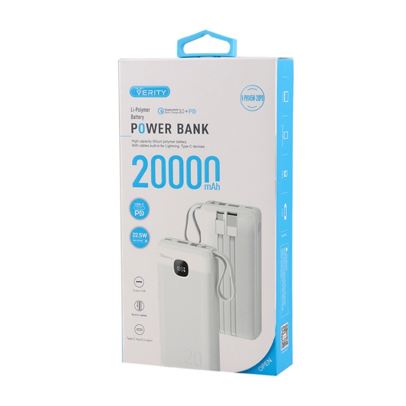 پاوربانک وریتی مدل Verity V-PH145W-20PD ظرفیت 20000 میلیآمپرساعت