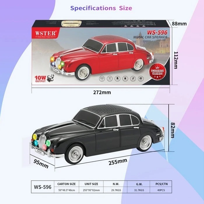 اسپیکر بلوتوثی قابل حمل وستر مدل WS-596 طرح ماشین کلاسیک